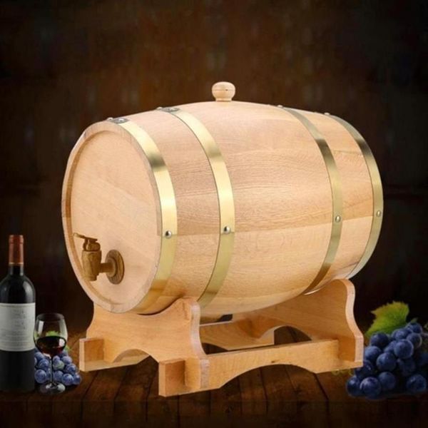 Pajitas para beber Barril de vino de madera Equipo de elaboración de cerveza de roble Mini barril Cubo de rotación de bebidas Contenedor de almacenamiento de gran capacidad 331p