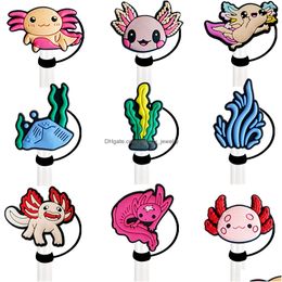 Drink STS 25Colors Girls Cute Axolotl Sile St Toppers Accessoires ER Charms herbruikbare Splash Proof Dust Plug Decoratief 8mm/10 mm Dro OT9SES