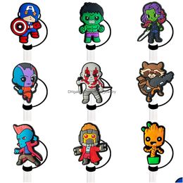 Boire Sts 27Colors Garçons Science Fiction Hero Man Sile St Toppers Accessoires Er Charms Réutilisable Anti-éclaboussures Bouchon Anti-poussière Décoratif 8 Oth3M