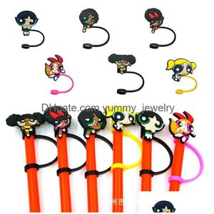 Boire Sts Baby The Powerpuff Girls Sile St Toppers Accessoires ER Charms Réutilisable Anti-éclaboussures Bouchon Anti-poussière Décoratif 8Mm Party Drop Otrhl