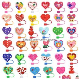 Drinken Sts Colorf Heart Love Sile St Toppers Accessoires Er Charms Herbruikbare spatwaterdichte stofplug Decoratief 8 mm / 10 mm droplevering Otx7H