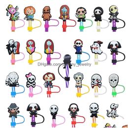 Boire Sts Halloween Sombre Horreur Effrayant Sile St Toppers Accessoires Er Charms Réutilisable Anti-éclaboussures Bouchon Anti-Poussière Décoratif 8Mm/10Mm Dro Otroc