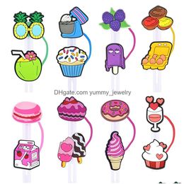 Drinken Sts Summer Icecream Cupcake Drink Sile St Toppers Accessoires Er Charms Herbruikbare Spatwaterdichte Stofplug Decoratief 8Mm/10Mm D Otjhg