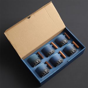 Drinkware Keramische Kopjes Huishoudelijke Grove Keramische Thee Mokken Kung Fu Thee Set Melk Mokken Anti Brandwonden Koffiekopje 6 stks/set LT719