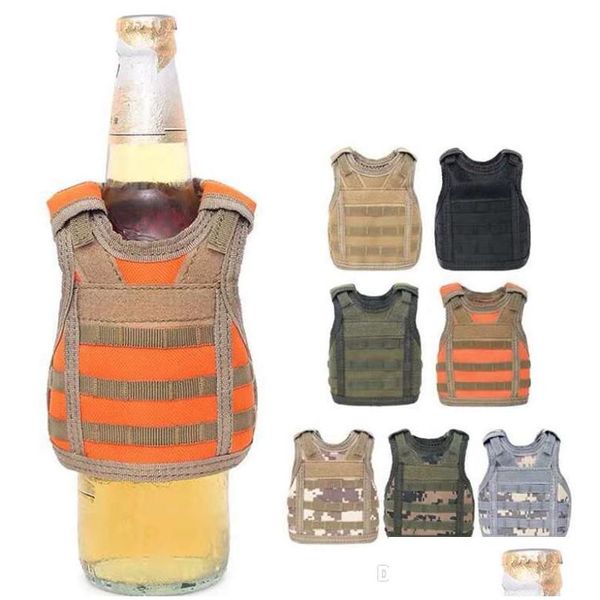 Poignée de boisson Boisson Koozie Gilet Militaire Molle Mini Bière ER Refroidisseur Manches Réglable Shoder Sangles Ers Bar Décoration De Fête BH Dh1Hn