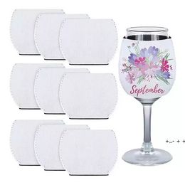 Funda con asa para vasos, sublimación en blanco, 10oz, 12oz, vaso de vino, funda aislante de neopreno, funda de soporte para adornos DIY 0312