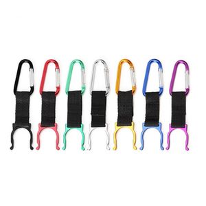 Drinkware handvat Fashion Creative Metal Ribbon Locking Carabiner Clip Water Bottle Buckle Holder Camping Snap Hook Clip-on SN4598