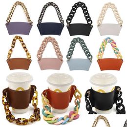 Drinkware hendel PU Leather Cup Holder draagbare glazen flessenkast