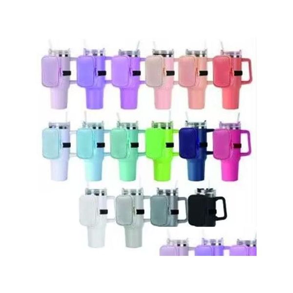 Manija de Drinkware Venta al por mayor 20 colores Bolsa de botella de agua Neopreno 40 oz Ice Ba Cup Monedero 30 oz Tarjeta de paquete pequeño Fácil de llevar a cabo Set Dhjag