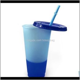 Principale cuisine, tasses de bar à manger maison jardinfast 24oz / 700 ml couleur couleur à changement de tasse froide boisson à café magique tasse de plastique réutilisable