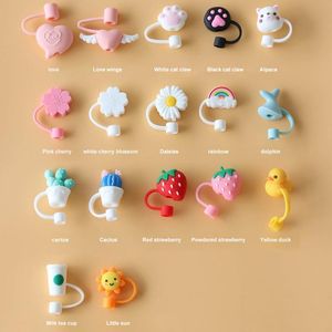 Drinkware Lid 1PC Cartoon Silicone Straw Tips Drinking Dust Cap Splash Proof Plugs Cover Creative Cup Accessories 6 8mm Sealing Tools 230826