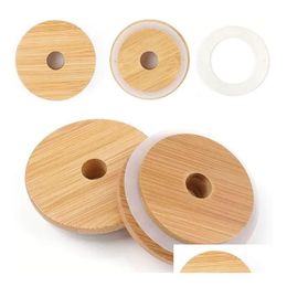 Tapa de tapa de bambú de bambú tapas de vidrio 70 mm 88 mm Madera reutilizable con agujero ST y entrega de focas de sile Drop Home Garden Cocina Bar Otxat