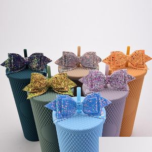 Drinkware Deksel Boog St Topper 18 Kleuren Glitter Pailletten Strikken Voor Feest Tumbler Sts Decoratie Drop Levering Thuis Tuin Keuken Eetkamer Dh6Kd