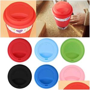 Couvercle de boisson Mticolor Sile Cup Couvercles 9Cm Anti-poussière Anti-déversement de qualité alimentaire Tasse souple Café Lait Tasses à thé Er Seal Drop Livraison Accueil G Dhbrx