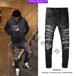 USA Drip Jeans Designer Jeans AMR Brand de haute qualité Jeans Drillage Hip Hop Jeans Slim Fit Pantal