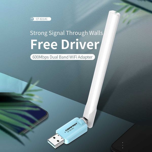 Drivefree – adaptateur WiFi 600M 2.4 + 5.8GHz, Interface USB2.0, antenne, carte réseau double bande, Dongle, Installation automatique