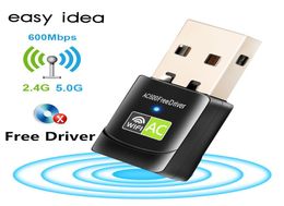 Adaptateur WiFi USB Driver 600 Mbps Adaptateur WiFi 5 GHz Antenne USB Ethernet PC Adaptateur WiFi LAN Dongle AC récepteur 5406648