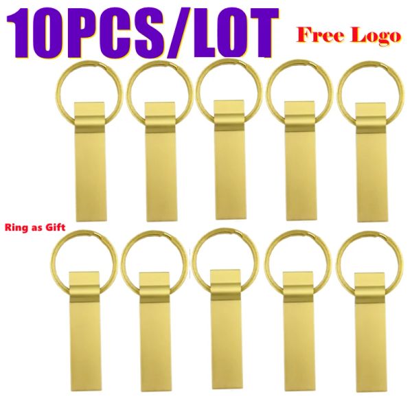 Drives 10pcs Logo personnalisé GRATUIT NOUVEAU LOCAGE FLASS USB 64 Go USB Pendrive Custom Logo USB2.0 Pen Drive 32 Go 16 Go 8 Go 4 Go de disque flash Disque