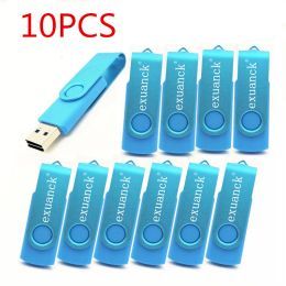 Unidades 10pcs/lote 2.0 USB Flash Pen Drive Metal + Color de plástico USB Sticks 64GB 128GB 4GB 8GB 16GB 32GB USB Pendrive Logotipo personalizado gratis