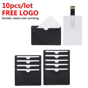 Drives 10pcs / lot Business Credit Credit Card USB Drive Flash Drive Drive USB 32G 64G Disque de bâton mémoire Logo personnalisé USB2.0 1 Go 2 Go