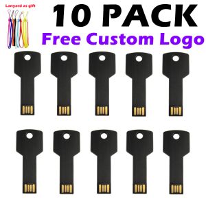 Drives 10pcs / lot Free Persumer logo USB Flash Key Forme Metal Usb Flash Pen Drive Memory Stick 32 Go 8 Go 16 Go 4 Go 64 Go USB 2.0 Pendrive