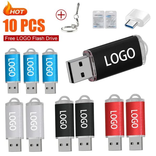 Drives 10pcs / lot Logo sur mesure gratuit Drive flash USB 2.0 Prix de gros pende