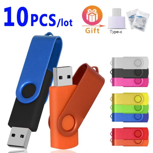 Drives 10pcs / lot en métal USB Drive Flash Pen Drive 4 Go 8 Go 16 Go Pendrive 32 Go 64 Go Stick Memory Stick 128 Go USB Stick Gift Free Persumed Logo