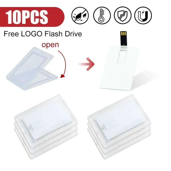 Drives 10pcs / lot Promotion Article Souvenirs USB Pendrive OEM Logo Print 16 Go 32 Go 64 Go personnalisé USB Flash Drive Business Nom Cards Gift