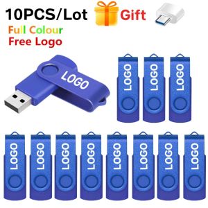 Unidades 10pcs/lote Rotable USB Flash Drive 2.0 Pen Unidades 64GB 32GB 16GB 8GB 4GB Pendrive USB USB Memory Stick Logotipo gratuito para regalo de fotografía