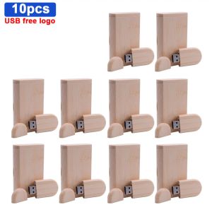 Drives 10pcs / lot USB 2.0 (personnalisé gratuite) USB en bois avec boîte USB Drive flash pendrive 4 Go 8 Go 16 Go 32 Go 64 Go de mémoire Stick pour le cadeau