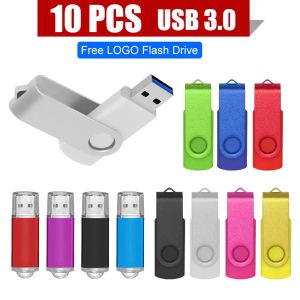 DRIVES 10PCS/LOT USB 3.0 Flash Drive 64 GB 128 GB Penaandrijving 16GB Pendrive 32 GB schijf op sleutel USB -stick 32 GB 16 GB geheugen Flash Disk