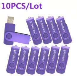 Drijft 10 stcs/lot USB Stick Mini Pen Drive USB Flash Drives 128 GB Pendrive 64 GB 32 GB 16GB Metalen schijf Cle USB gratis aangepast logo