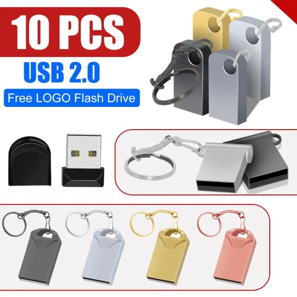 Drives 10pcs / lot USB2.0 4 Go Disque Disque Flash USB Drive 32 Go Cool Pendrive Metal 8 Go Pen Drive de stylo 16 Go