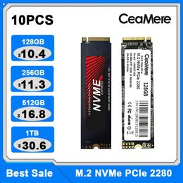 DRIVES 10PCS M.2 NVME PCIE 128 GB 256 GB 512 GB 1TB M2 Solid State Drive Interne harde schijf voor laptop Desktop Hard schijf