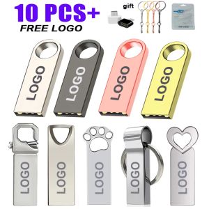 DRIVES 10PCS METALEN PEN ATTRIVE 64 GB 128 GB USB Flash Drive 32 GB Flash Disk 16GB 8GB4GB 2GB Memory Stick gratis logo gratis levering verzending