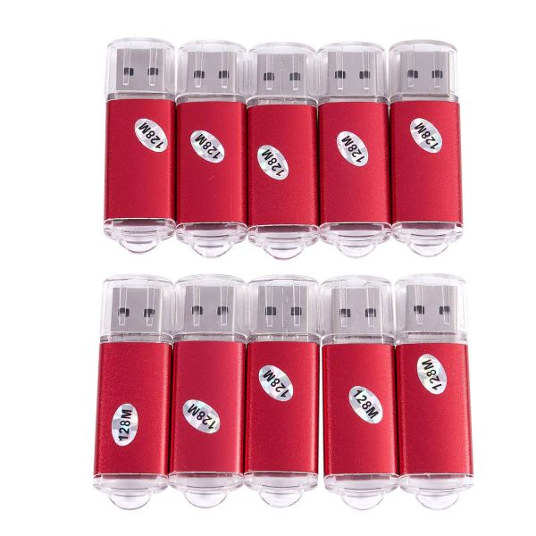 Drive 10pcs USB Drive Flash 128 Mo Chain de clé de clé Flash Memory Drive Udisk pour Win 8 PC Cadeau, rouge