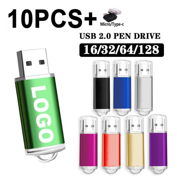 Unidades 10 PIEZAS FRATIS Unds Flash USB Free 4GB 8GB 16GB Pen Drive 32GB 64GB USB Sticks Pendrive 128MB 256MB 512MB Memoria de regalo Sticks