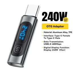 Drijft 240W otg ctype man naar ctype vrouwelijke adapteromvormer geschikt voor smartphones tablets snel opladen USB cType OTG -connectoren