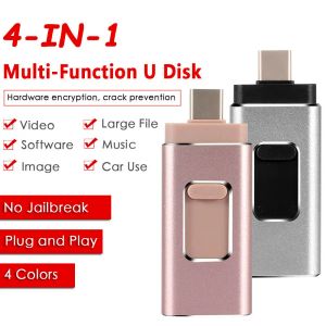 Drijft 4 in 1 Typec OTG USB Flash Drive Memory Stick voor iPhone Android PC 256 GB