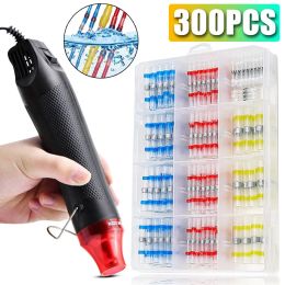 Drives 50/300pcs Solder Seal Heat Shrink Butt and 300w Hot Air Gun Crimp Terminal Waterproof Electrical Wire Cable Splice Terminal Kit