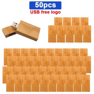 Drives 50pcs / lot (logo personnalisé gratuit) USB 2.0 USB en bois avec boîte USB Pendrive Flash Drive Memory Stick pour cadeau 4 Go 8 Go 16 Go 32 Go 64 Go