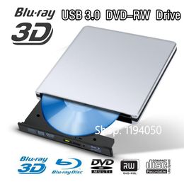 Drijft aluminium bluray drive ultrathin externe USB 3.0 BluRay Burner BDRE CD/DVD RW -brander kan 3D 4K Bluray Disc voor laptop spelen voor laptop