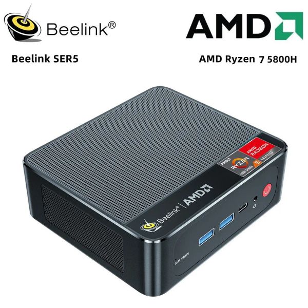 Drive Beelink Ser5 plus AMD Ryzen 7 5800H MINI PC Windows 11 WiFi 6E DDR4 16 Go 500 Go SSD BT5.2 4K 60Hz Dual HD 1000m ordinateur de bureau