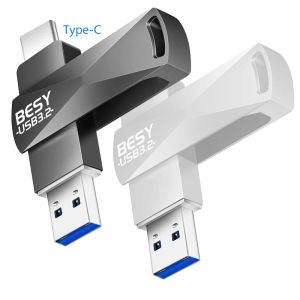 Drive la sauvegarde des données USB3.2 OTG Flash Pen Drive 512 Go 256 Go 128 Go externe SSD Mini Memory Memory Stick Metal Key Typec USB Utilisez le téléphone PC