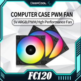 Drives Deepcool FC120 Ventilateur de refroidissement 5V / 3pin 3IN1 Black / White RGB Computer Case 120 mm silencieux ventilateur de CPU CPU Synchronisation Argb