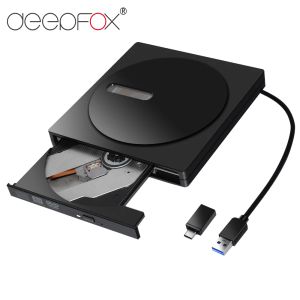 Drijft Deepfox Portable External CDRW DVDRW Type C USB3.0 CD DVD ROM Player Drive Writer Rewriter Burner voor MacBook Air/Pro -laptop