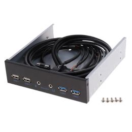 Drive Dual USB 3.0 2.0 Port Hub HD Audio Metal Floppy Drive Expansion Front Panneau