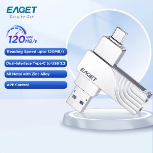 DRIVES EAGET CF30 USB 3. 2 Type C tot USB Flash Drive Penaandrijving 1t 32 GB 2 In 1 USB 3.2 Geheugenstick Flash Disk Typec Pendrive