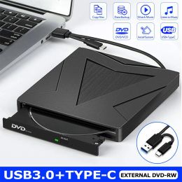 Drive le lecteur DVD externe USB3.0 Typec Computer Drive Burner DVDRW écrivain Double Ports Reader Recorder ordinateur