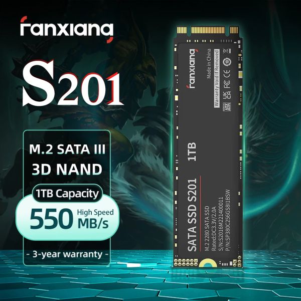 Drives FanXiang S201 550 Mo / s M.2 SSD 1TB 512GB 256 Go M2 Sataiii NGFF 3D TLC Disque dur interne Solid State Drive pour les ordinateurs portables de bureau